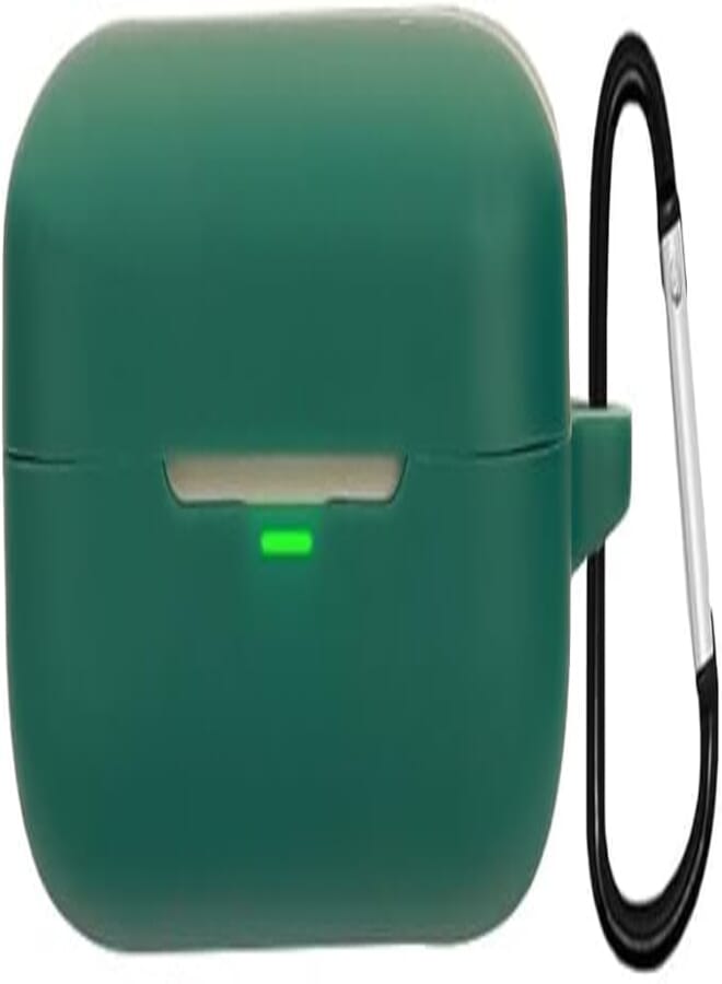 AJM 360 Protection Shockproof Design Soft Rubberised Case with Keychain for Realme Buds Air 7 (Dark Green)